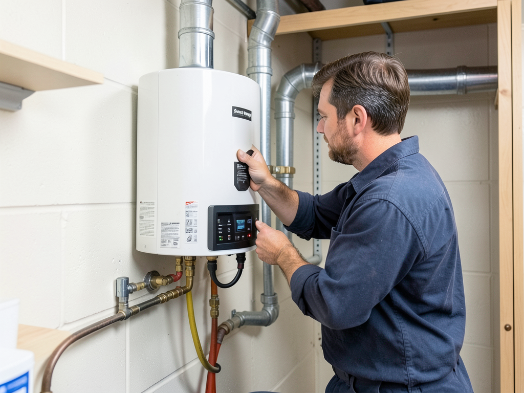 Tankless water heater installation for modern home