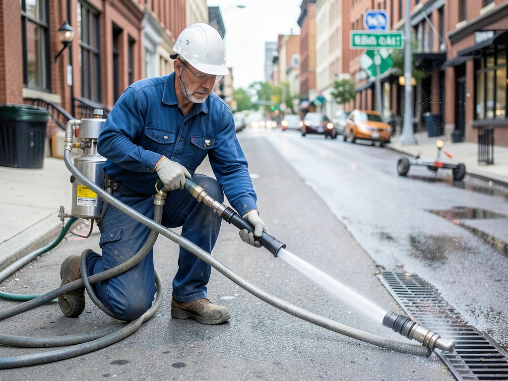 Using hydro jetting to clear stubborn commercial d